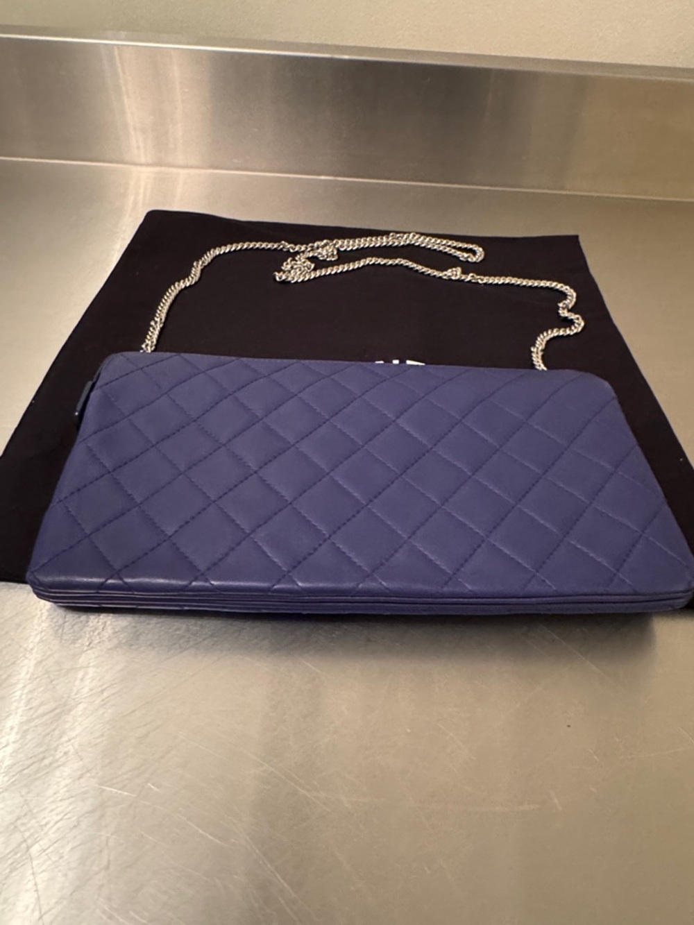 CHANEL Quilted Lambskin Clutch with Chain Pouch - Deep Blue - Picture 3 of 14